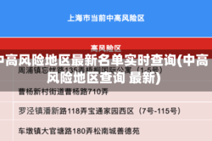 中高风险地区最新名单实时查询(中高风险地区查询 最新)
